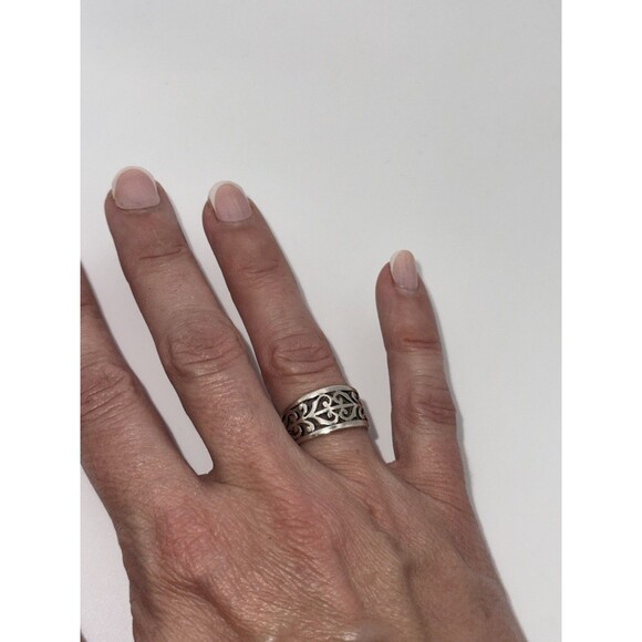 James Avery Retired Open Adorned Band Sterling Silver Ring Size 5 – 3.8g - Picture 9 of 11